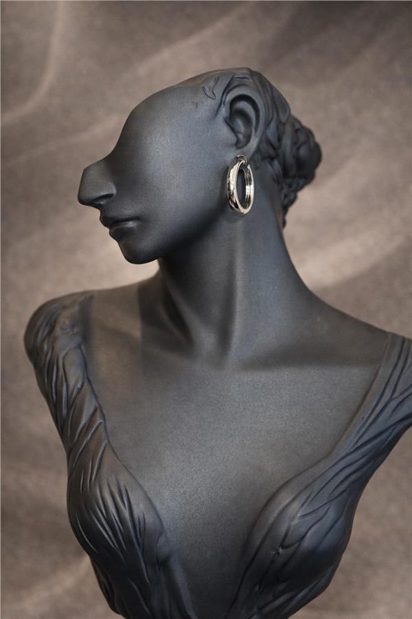 Afra Eklemli Orta Boy Silver Halka Küpe